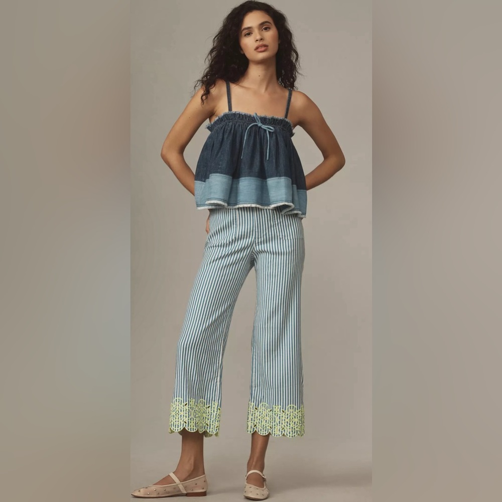 Anthropologie Blue and White Striped Pants